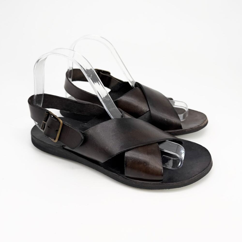 GRAVITYPOPE Orson Leather Sandal Brown 38